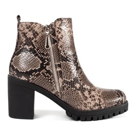 Talons hauts avec un motif de serpent brun 1