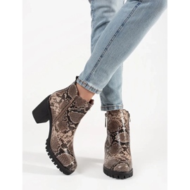 Talons hauts avec un motif de serpent brun 3