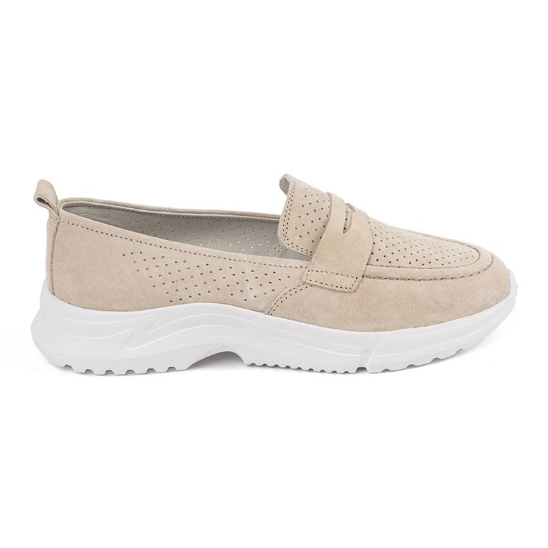 Goodin Mocassins beige en cuir sur la plate-forme 1 Goodin Mocassins beige en cuir sur la plate-forme 1