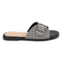 Goodin Pantoufles avec une calandre noire et blanche avec une boucle 1