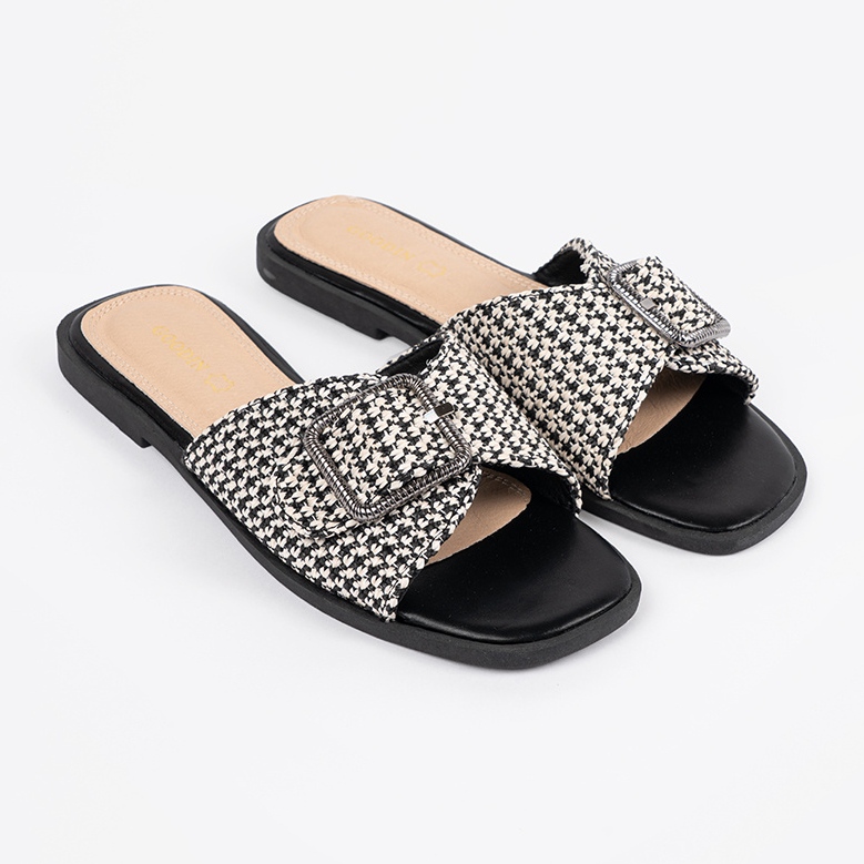 Goodin Pantoufles avec une calandre noire et blanche avec une boucle 2