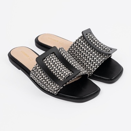 Goodin Rabats en ténèbres sur une semelle plate en noir et blanc 2