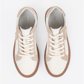 Sneakers en cuir féminin blanc et beige Sergio Leone 2