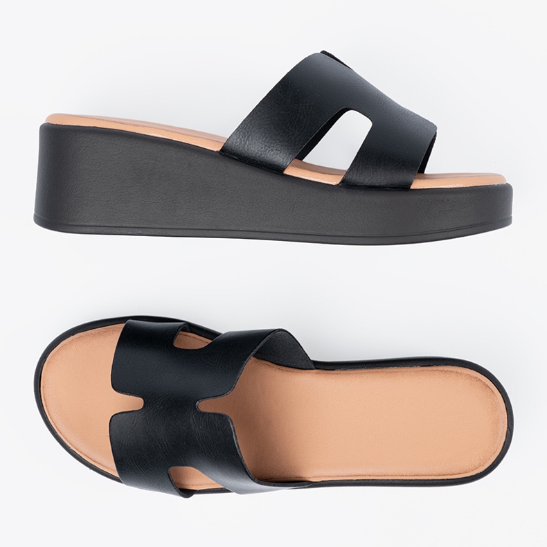 Seastar Slippers de la plate-forme noire pour femmes 1