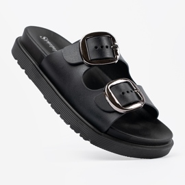 Seastar Les tongs noirs avec des boucles d'argent 1