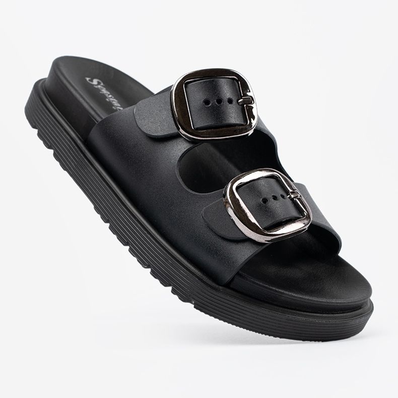 Seastar Les tongs noirs avec des boucles d'argent 1