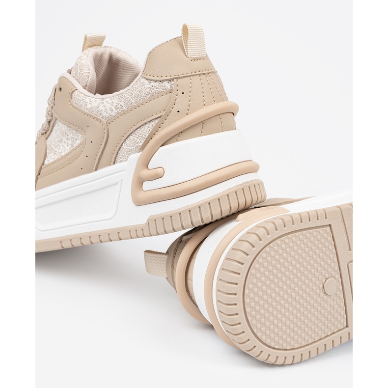 Baskets pour femmes avec dentelle beige 2