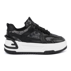 Baskets pour femmes avec dentelle noire et blanche 2