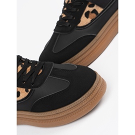 Baskets noires pour femmes avec inserts imprimés léopard le noir 6