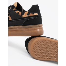 Baskets noires pour femmes avec inserts imprimés léopard le noir 1