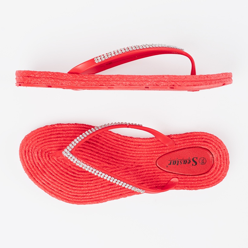Seastar Flip rouge -flops avec zircons 1