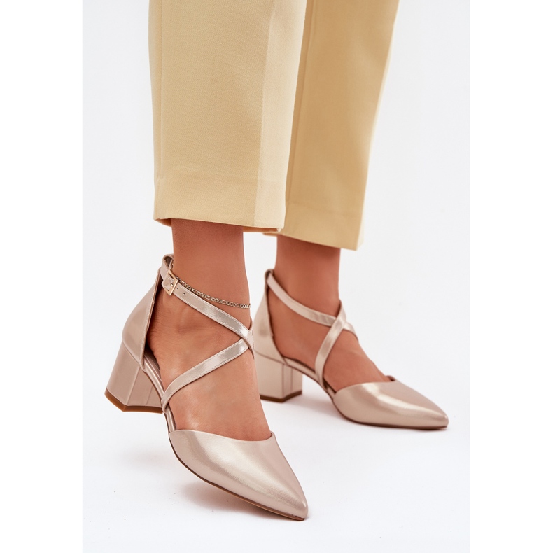 Pompes sur le post eco en cuir Sergio Leone SK830 PLN doré 2