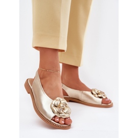 Sandales plates en cuir avec décoration Chebello 4642 Gold d'or 2