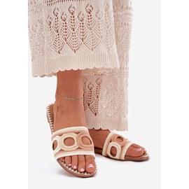 Crochet Talons plats des femmes beige 2 Crochet Talons plats des femmes beige 2