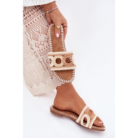 Crochet Talons plats des femmes beige 1