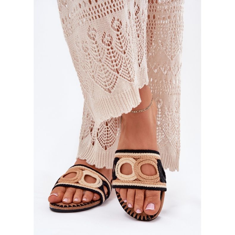 Crochet Femme à plat avec des talons plats noirs le noir 2