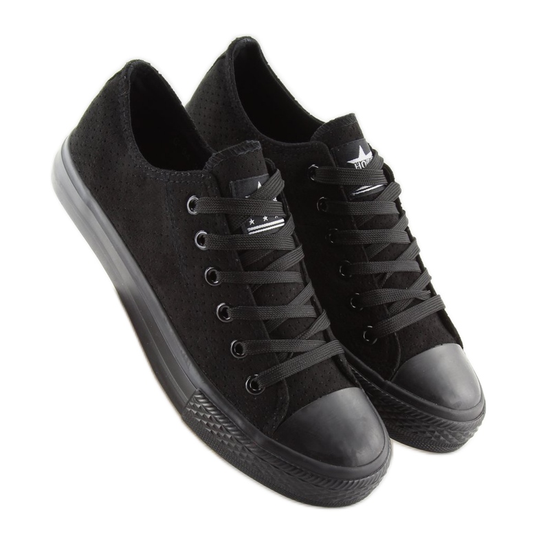 Baskets en daim noir pour femmes G-94 noir 1