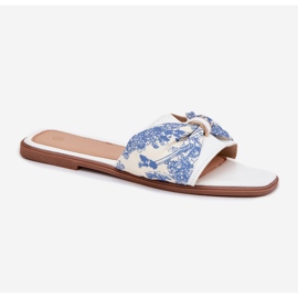 Les tongs des femmes à thèmes plates avec un arc blanc blanche 4