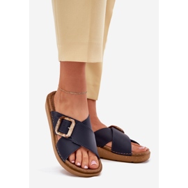 Les tongs en cuir féminin avec le bleu marine inblu ed0003iu 1 Les tongs en cuir féminin avec le bleu marine inblu ed0003iu 1