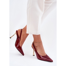 Peint à talons hauts avec un talon ouvert et des outils pointus bordeaux rouge 5