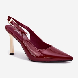 Peint à talons hauts avec un talon ouvert et des outils pointus bordeaux rouge 4