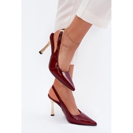 Peint à talons hauts avec un talon ouvert et des outils pointus bordeaux rouge 3