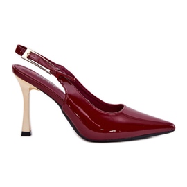Peint à talons hauts avec un talon ouvert et des outils pointus bordeaux rouge 7