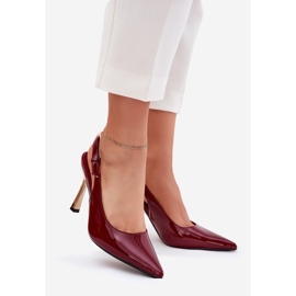 Peint à talons hauts avec un talon ouvert et des outils pointus bordeaux rouge 1