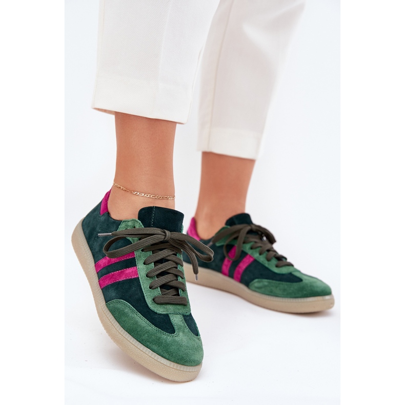 Zazoo N1068 Snened Low Sneakers Femmes vert foncé 2