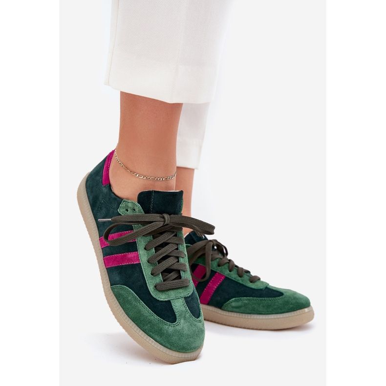 Zazoo N1068 Snened Low Sneakers Femmes vert foncé 1