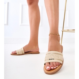 Les tongs dorés avec une sangle brodée d'or 4