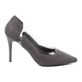 Goodin Pompes en daim gris avec inserts transparents 2