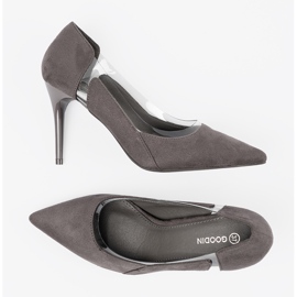 Goodin Pompes en daim gris avec inserts transparents 5