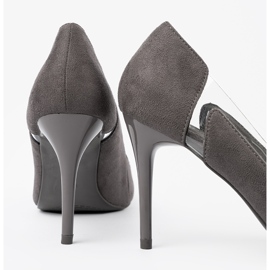 Goodin Pompes en daim gris avec inserts transparents 1