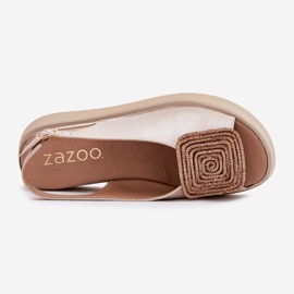 Zazoo 1786 Sandales en cuir féminin sur la plate-forme avec décoration beige nacrée 2 Zazoo 1786 Sandales en cuir féminin sur la plate-forme avec décoration beige nacrée 2