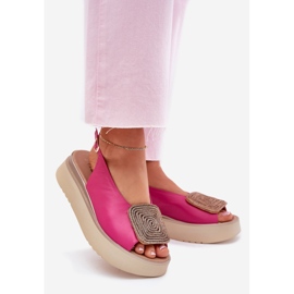 Zazoo 1786 Sandales en cuir féminines sur la plate-forme avec un ornement de Fuchsia rose 1 Zazoo 1786 Sandales en cuir féminines sur la plate-forme avec un ornement de Fuchsia rose 1