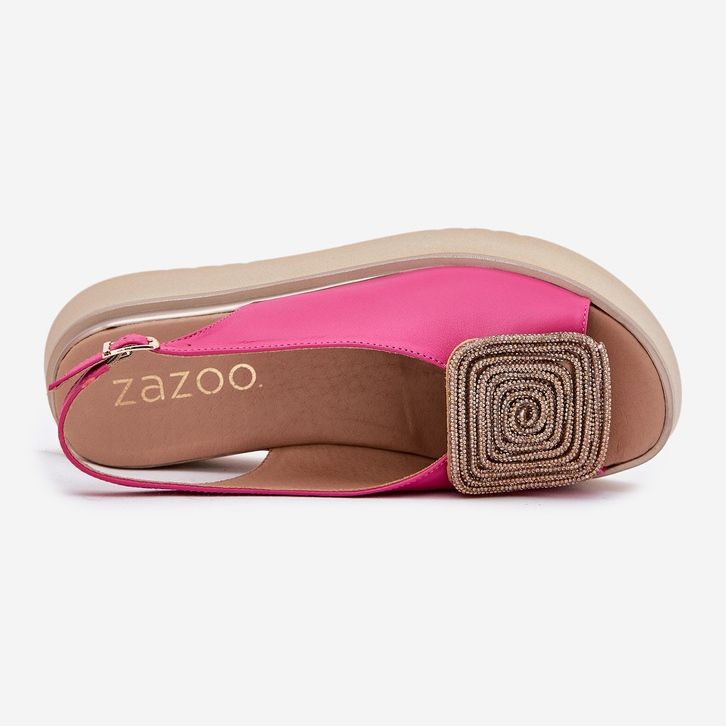 Zazoo 1786 Sandales en cuir féminines sur la plate-forme avec un ornement de Fuchsia rose 2