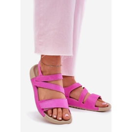 Sandales en cuir pour femmes Zazoo K1004 Fuchsia rose 1