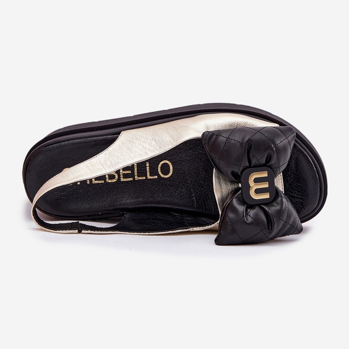 CheBello Sandales en cuir pour femmes sur la plate-forme avec Cheello 4641 Gold and Black doré 2