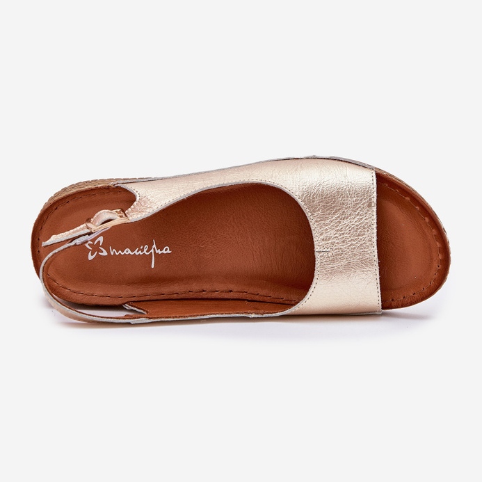 Sandales en cuir féminine sur Wedge Maciejka L7069 -25 Zlotys doré 2