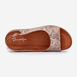 Sandales en cuir féminine sur Wedge Maciejka L7069-04 Beige 2