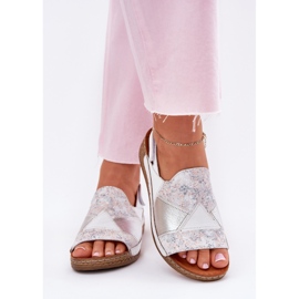 Sandales en cuir pour femmes avec coin avec maciejka tresse l7067-11 blanc blanche 4