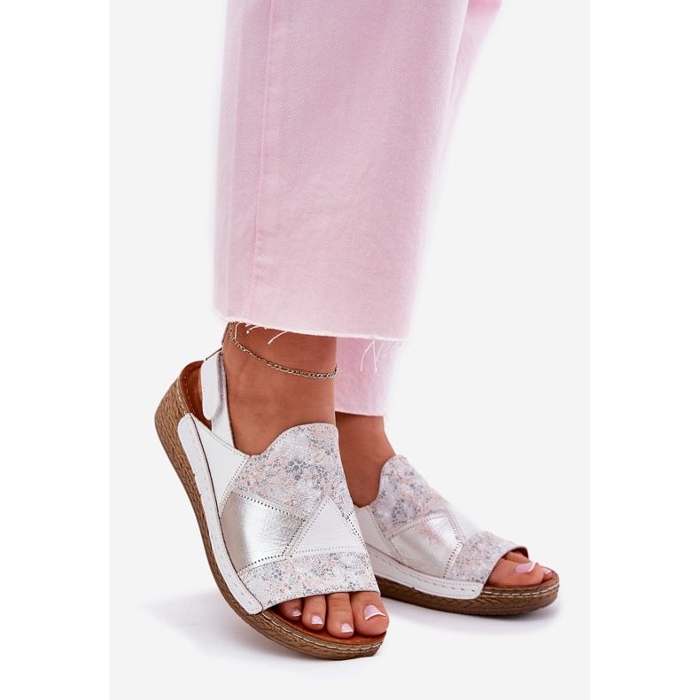 Sandales en cuir pour femmes avec coin avec maciejka tresse l7067-11 blanc 1