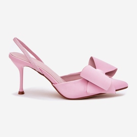 Talons hauts avec des talons nus et un arc rose 8