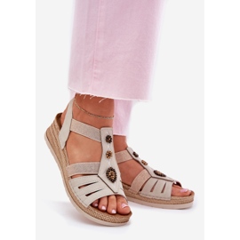 Sandales de coin pour femmes avec décorations INBLU RV000015 beige 1