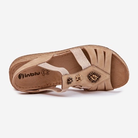 Sandales de coin pour femmes avec décorations beige inblu RV000015 2