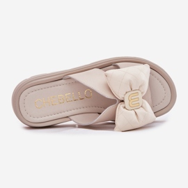 Les tongs en cuir féminin sur la plate-forme avec Chebello 4647 Beige 2