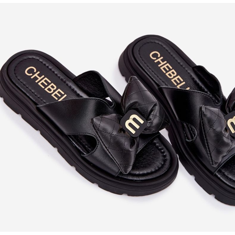 Les tongs en cuir féminin sur la plate-forme avec Chebello 4647 Black Arc le noir 2