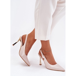 Peint à talons hauts avec un talon ouvert et pointé des toas beige 5