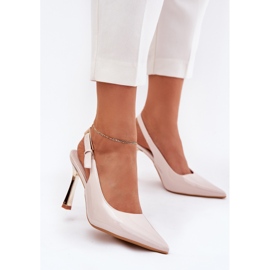 Peint à talons hauts avec un talon ouvert et pointé des toas beige 2
